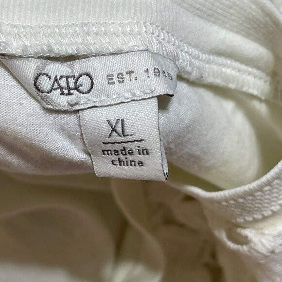 Cato Lace Overlay T-Shirt Top Cream XL Extra Large Short Sleeve - Picture 4 of 9